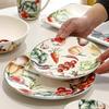 Amerikanischer kreativer Gemüseteller im Gartenstil, Persönlichkeit, Keramik, Steak- und Pastateller, Unterglasurfarbe, Salatschüssel-Set