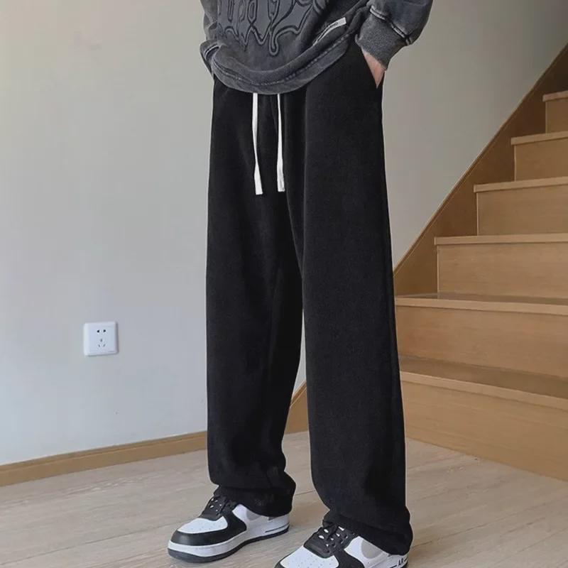 Chaolun Men's Corduroy Straight Casual Pants, New Autumn Plus Velvet, Loose Fit, Long Sports Pants