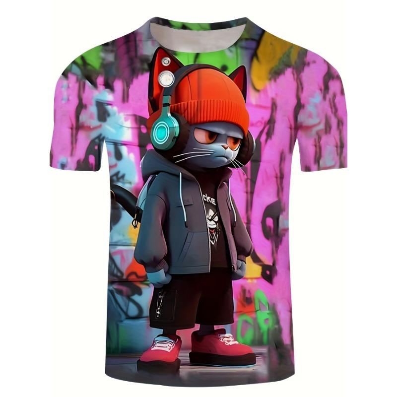 The Latest Hot-selling 3D Funny Fun Creative Cute Animal Fashion Pattern Print Couple Crew Neck Short Sleeve Breathable Top