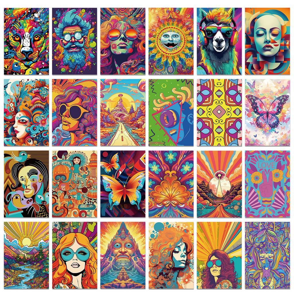 50 Colorful Wall Cards Hippie Style Creative Fashion Photography Wall Decoration