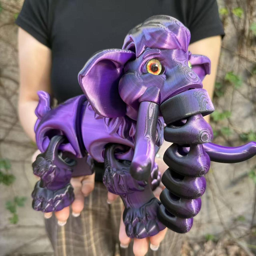 3D Printed Movable Mammoth Elephant Model – Creative Desktop Toy Ornament