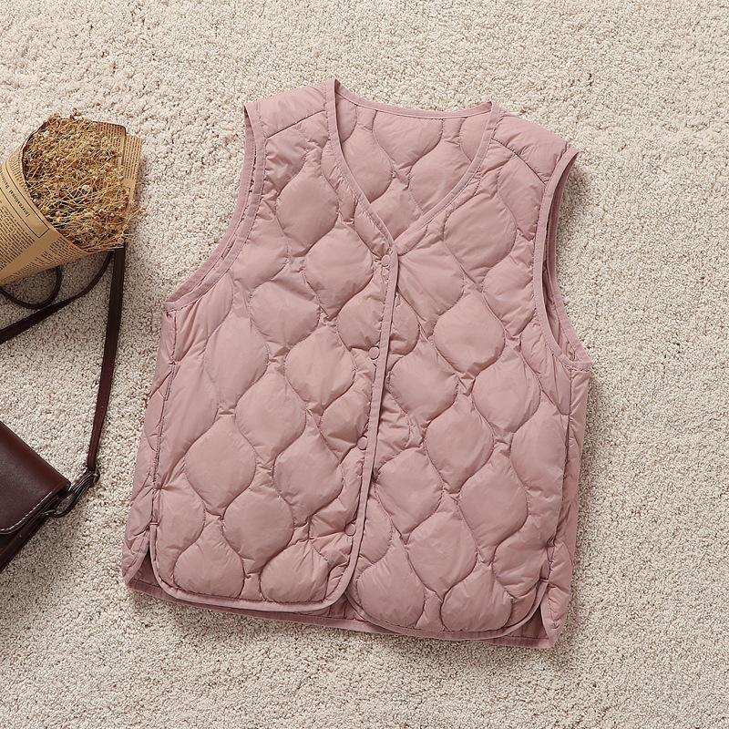 Autumn and winter new light rhombus V-neck vest slim fit inner thermal vest fashionable outer coat tide
