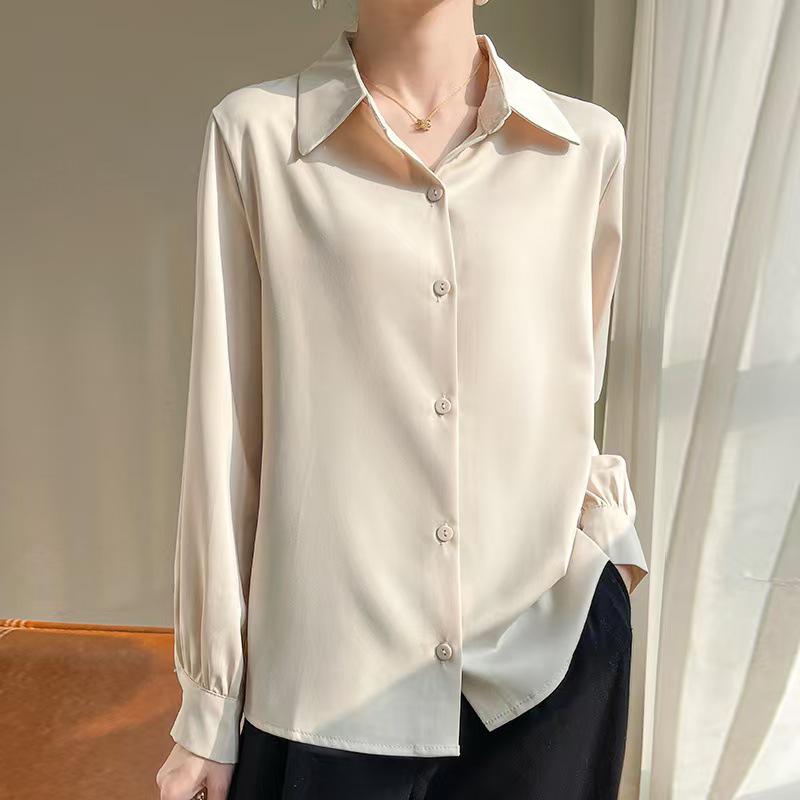 Women's High-End Heavyweight Mulberry Silk Satin Shirt for Autumn