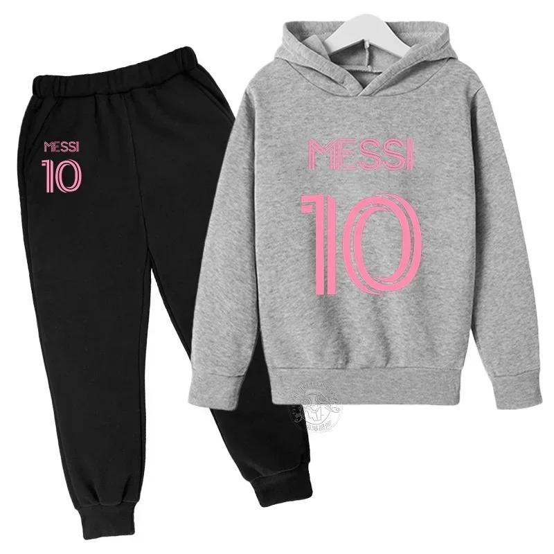 Set Hanorace Copii Fotbalist Messi Modă Strădală Băieți și Fete Pulover Sport Toamnă + Pantaloni de Trening Set 2 Piese Outdoor
