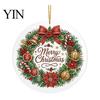 Festive Office Holiday Ornaments Christmas Acrylic Hanging Ornament, Double Side Printed Santa Pendant for Tree Window, Charming Accents 2D Flat Decor