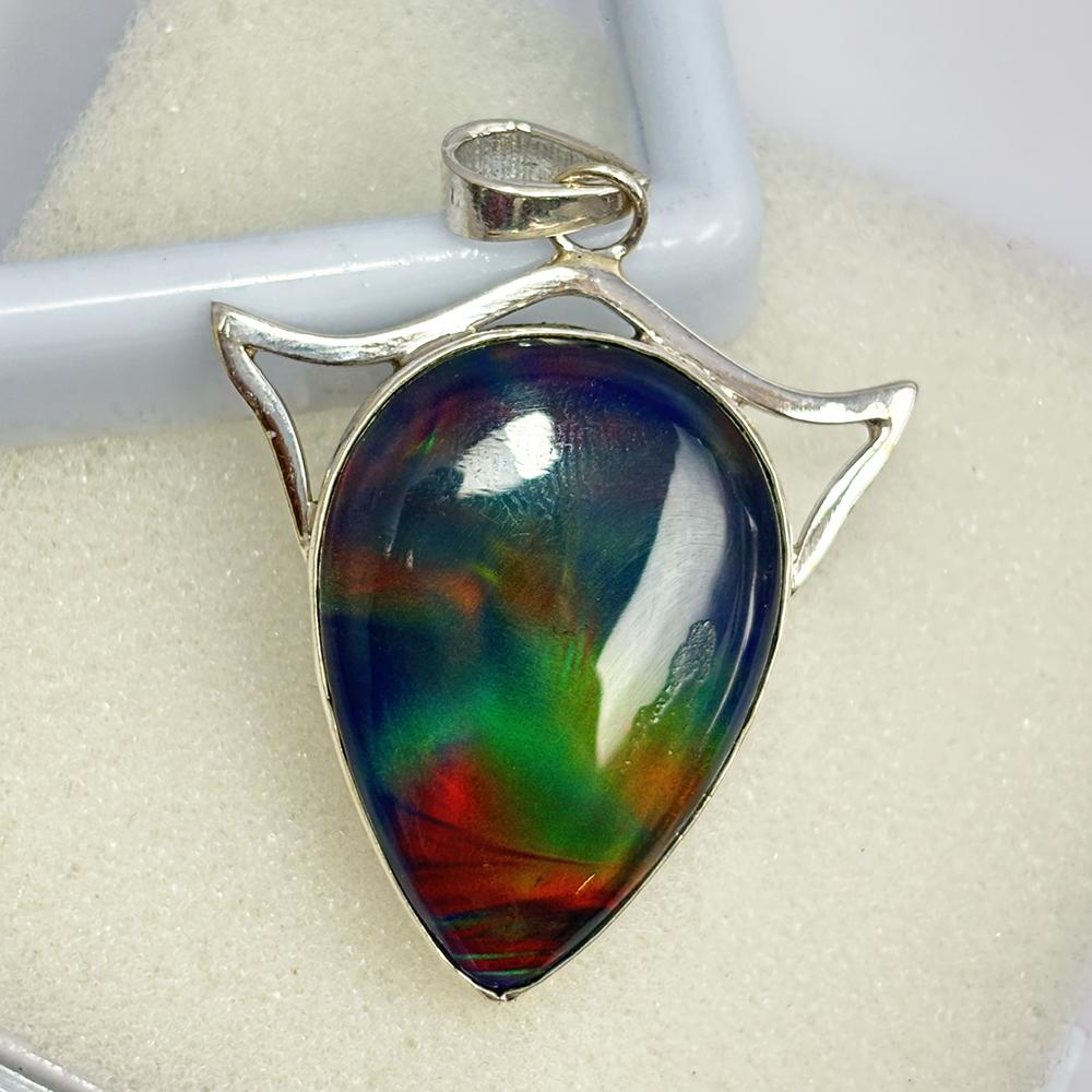 Natural Opal Pendant 38 ct Pear 925 Sterling Silver Gems October Birthstone for Gem Collections