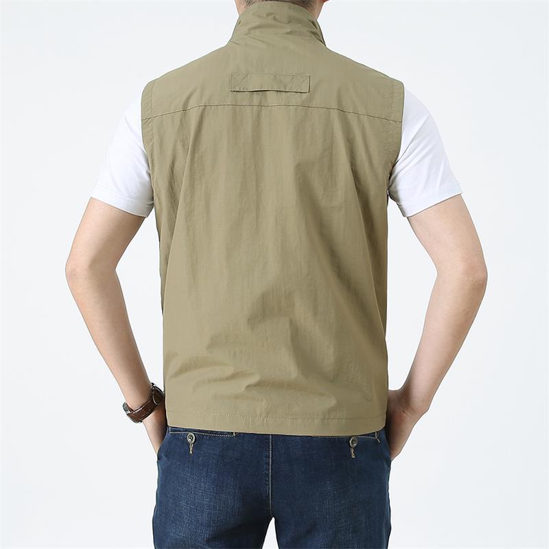 Weste für Herren Herrenweste Jacken Weste Sommer Einfarbig Stehkragen Klettern Wandern Arbeit Ärmellos mit Tasche