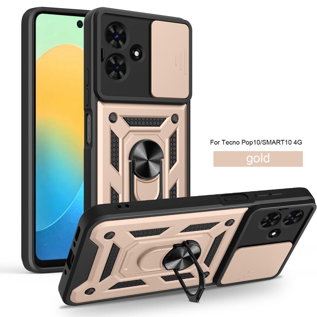 For Infinix Smart 10 Case Infinix Smart 10 Cover Magnetic Ring Holder Armor Phone Case Slide Camera Protect Back Cover