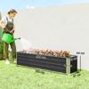 Raised Steel Garden Bed, Planter, Flower Box, Flower Pot with Gloves, Gray, 183 x 47 x 40 cm