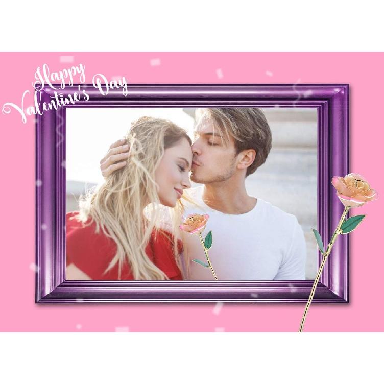 ZJchao 24K Peach Rose for Her, Dipped Gold Rose Eternity Love Real Golden Plated Preserved Eternal Flower with Rose Stand Present for