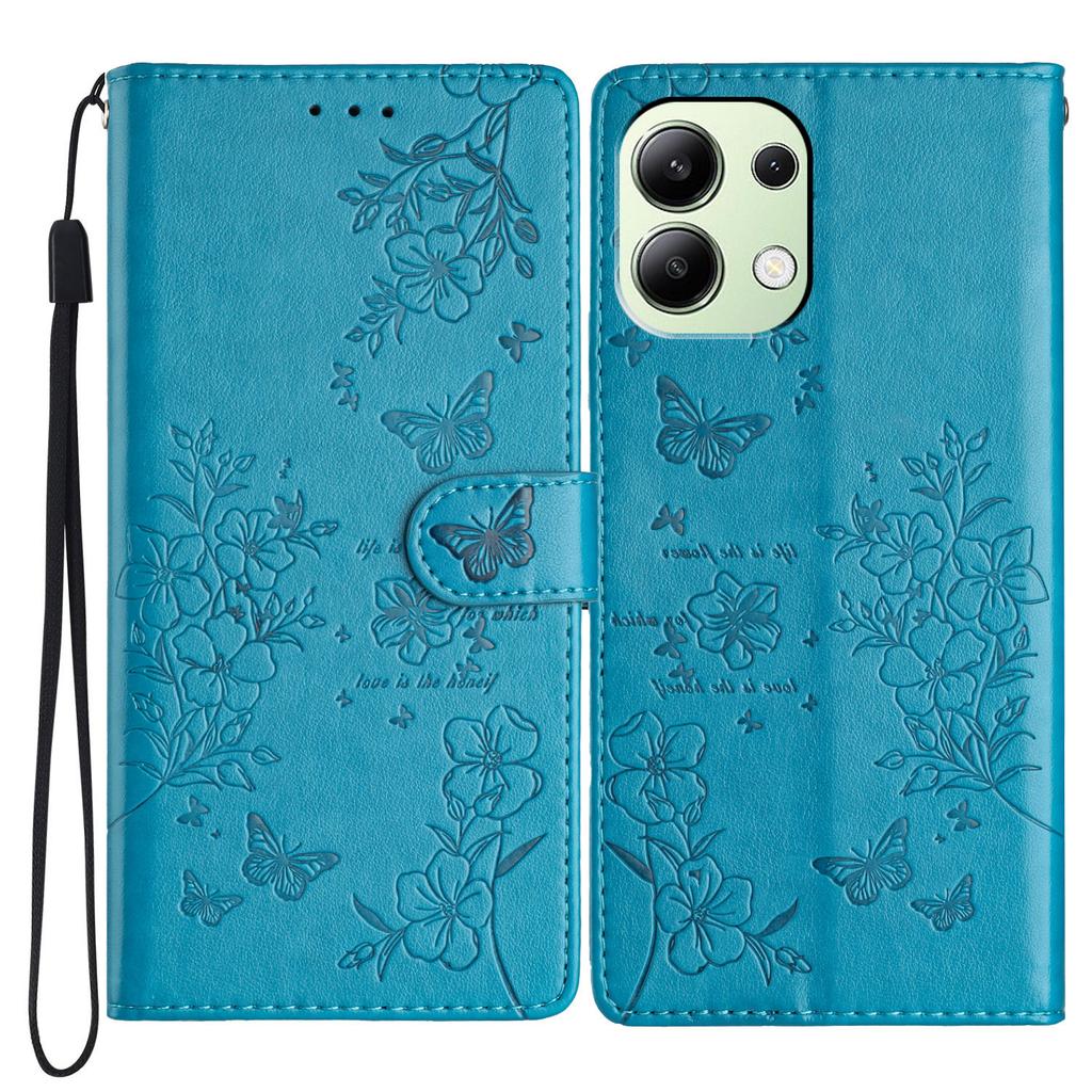 For Xiaomi Redmi Note 13 4G Leather Case Butterfly Floral Imprint Wallet Phone Shell