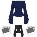 Elegante Camicia Blusa Steampunk con Maniche a Campana per un Unico Costume da Pirata Cosplay