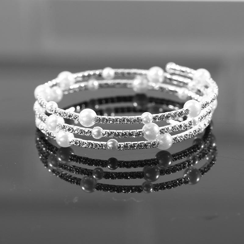 Elegante Bracciale Multi-Strato di Perle da Donna Avvolto a Spirale Bracciale Versatile