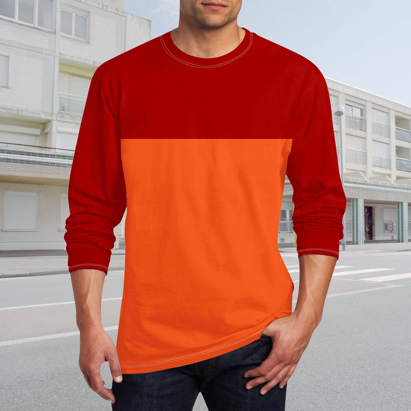 

Муж. Футболка Круглый вырез Одежда Одежда На открытом воздухе Длинный рукав С принтом Модельер Винтаж XXL красный