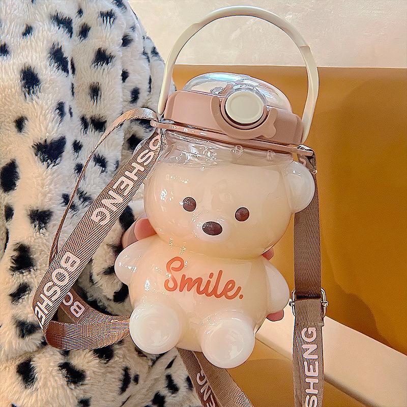 Nuova Tazza Orsetto Varie Modalità di Boccale da 1000ml con Cannuccia Kawaii Borraccia Per Ragazza Bambino Casa Outdoor Bollitore da Bevuta