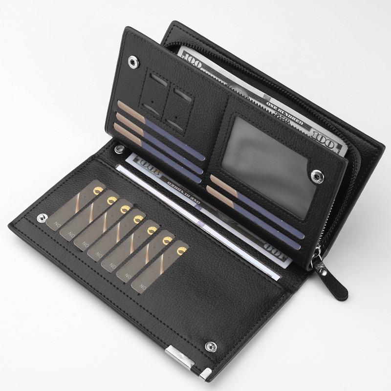 Men's Wallet, Wallet, Anti-theft Brush, Anti-degaussing Long Zipper, Multi-layer Multi-card Position, Business Wallet, Card Bag.