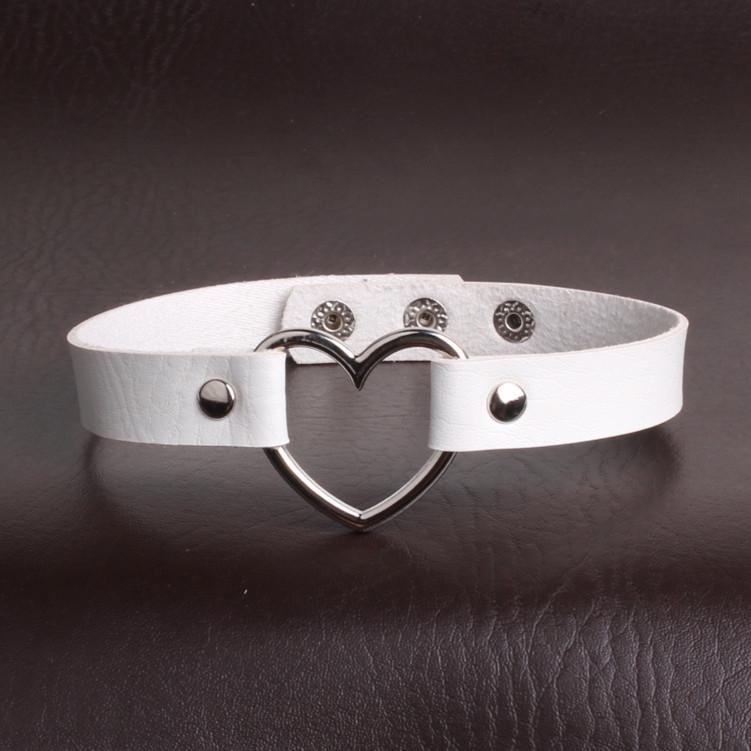 Harajuku Soft Girl Punk Style PU Leather Heart Choker Necklace