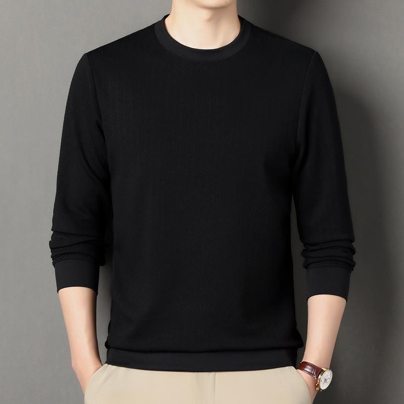 

Осенняя новинка, футболка с длинными рукавами, мужская футболка с круглым вырезом, однотонная, модная, брендовая, корейский стиль, модный, универсальный топ 4XL