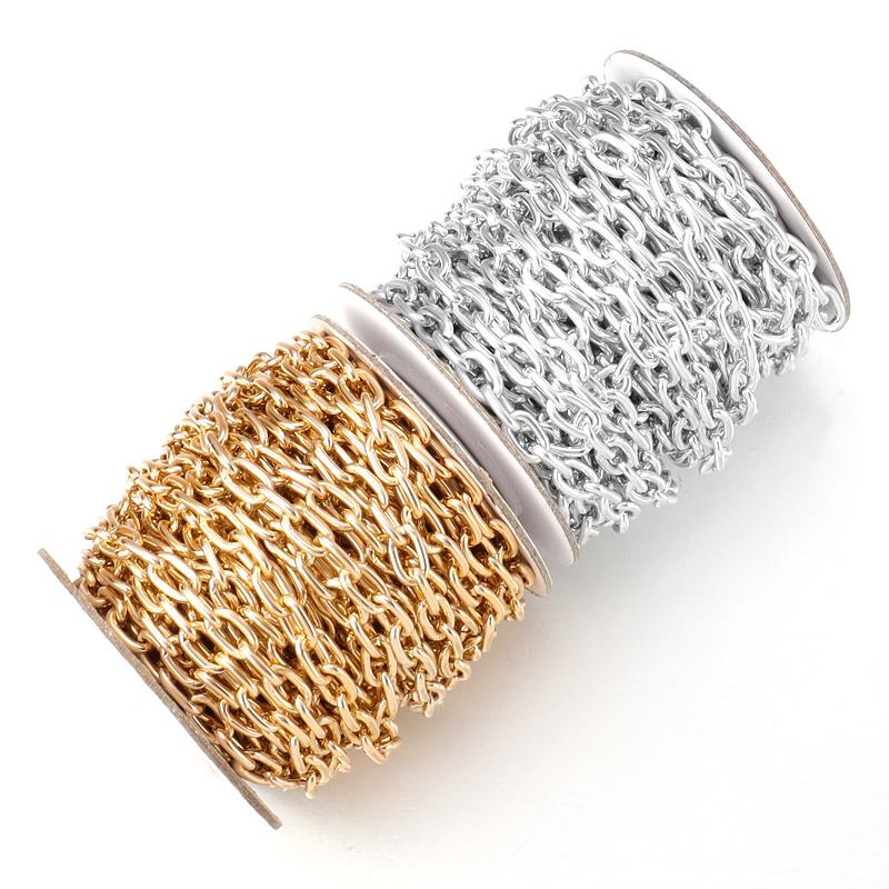 5 Yards/Roll Metal Aluminum Chain O-Shaped Chains for Jewelry Findings Bracelet Necklace Clothing Accessories Supplies