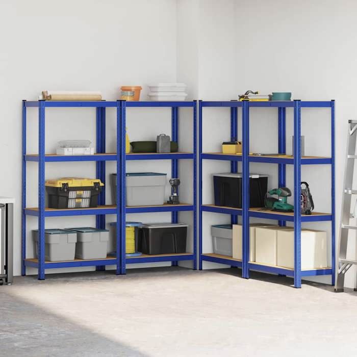 VidaXL Étagères de rangement à 4 niveaux 4 pcs acier bois d'ingénierie, étagère de garage, étagère de rangement de garage, 3307581