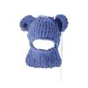 Knitting Balaclava Cap for Women Cute Bear Ears Plush Beanie Hat Handmade Face Cover Hat Crochet Hooded Hat for Party