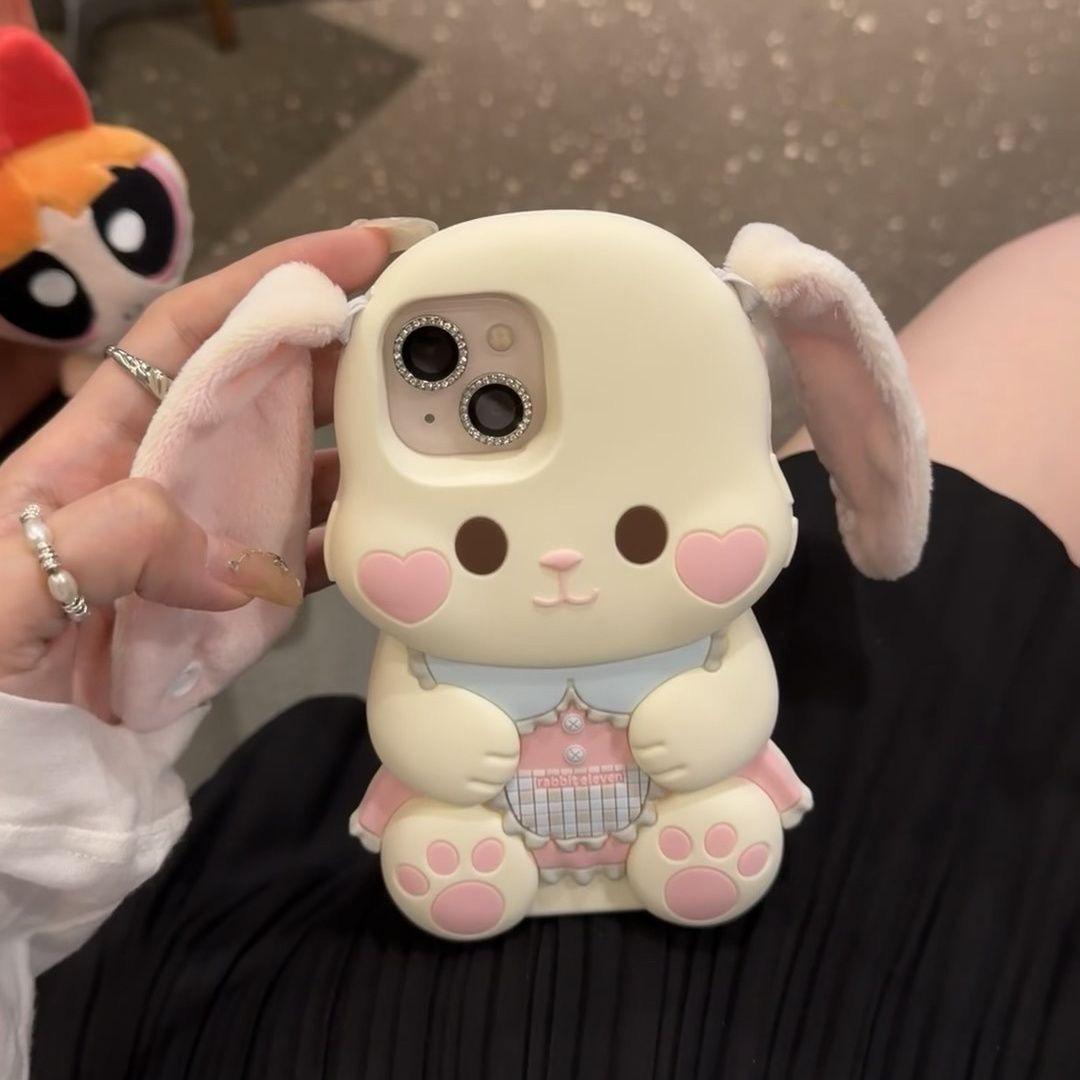 

Очаровательный плюшевый силиконовый чехол с кроличьими ушками для Apple 17/17ProMax/16/15/14 Apple 8 Plus/7 Plus/6 Plus