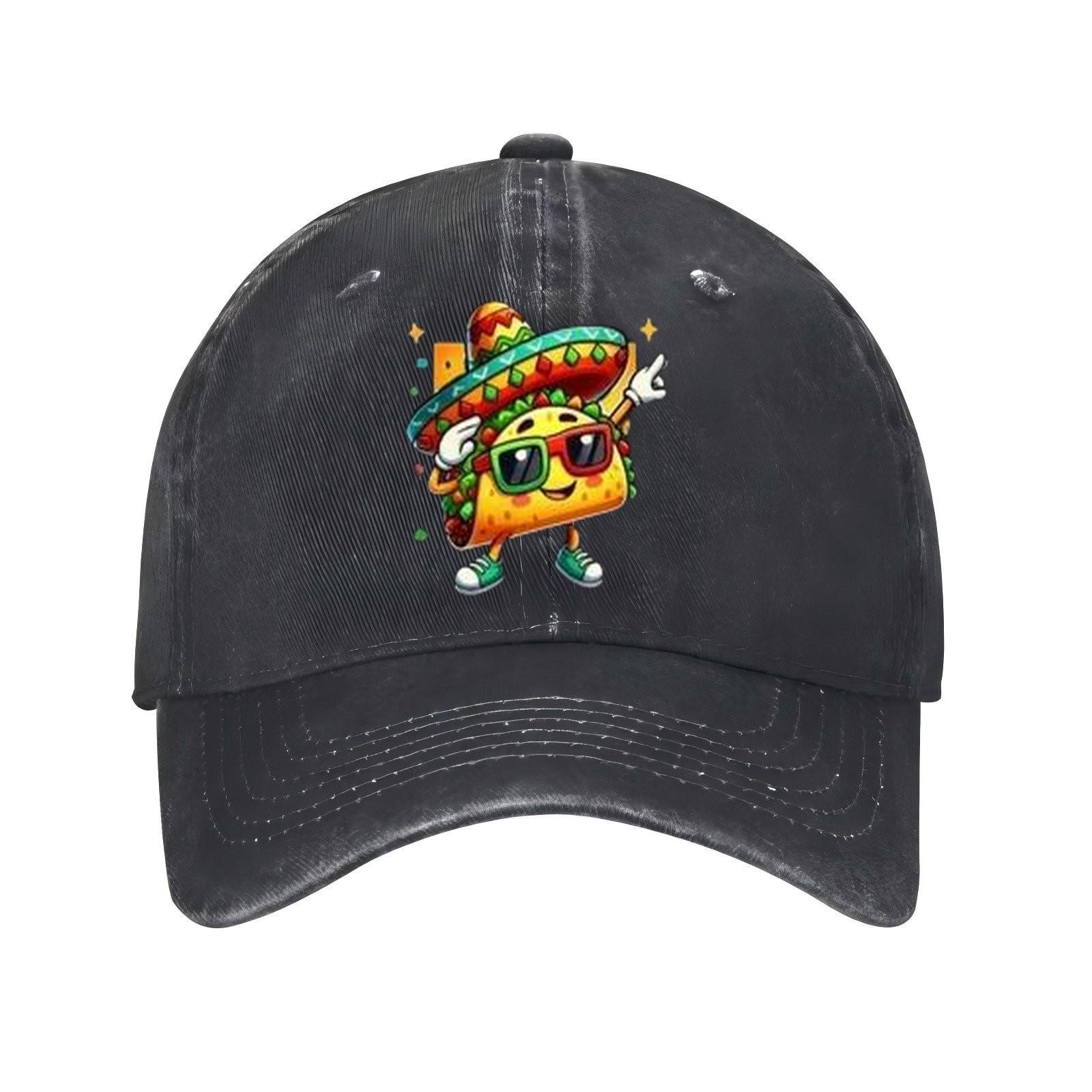 Dancing Taco Sombrero Sunglasses Baseball Cap Polyester Casual Adjustable Unisex Adult Hat One Size