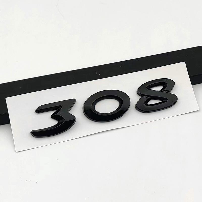 3d ABS Chrome Black Logo 308 Emblem Letters Car Trunk Badge For 308 SW T9 CC Adhesive Number Sticker Accessories