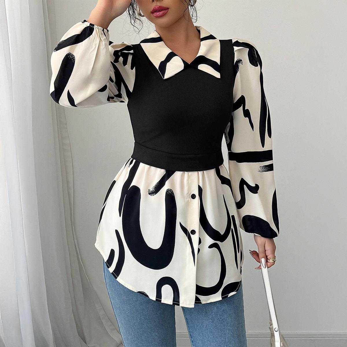 

Повседневный отпускной топ-майка с принтом высокого класса женский 2025 осень и зима S чёрный