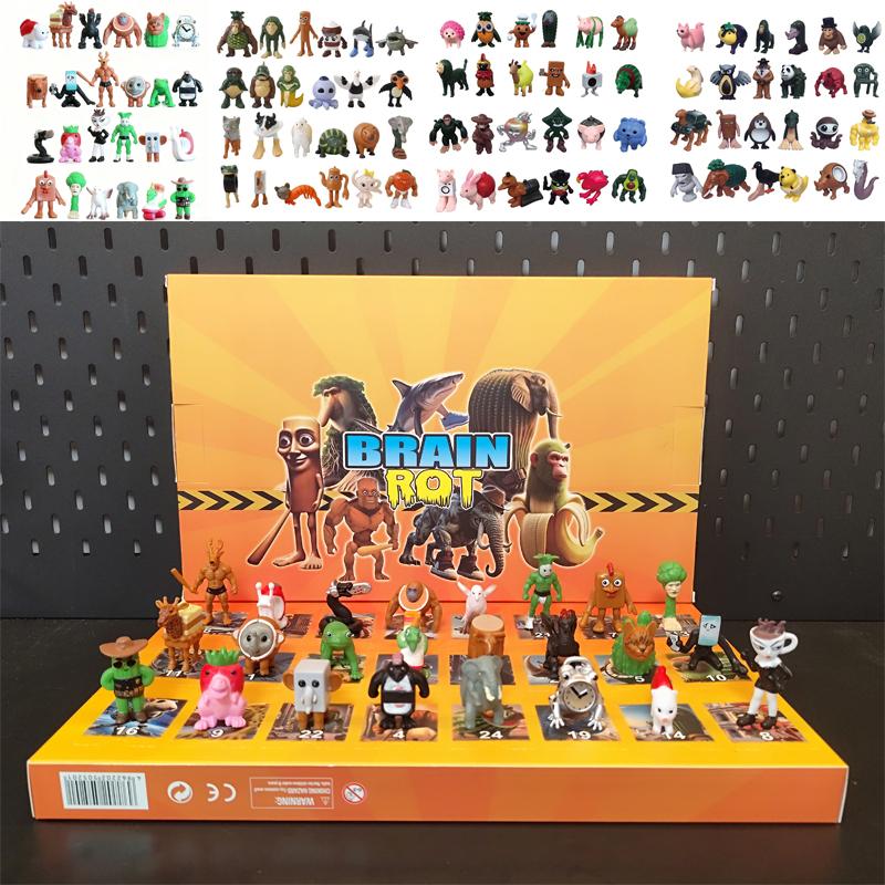 24pcs-96pcs/set Tung Tung Tung Sahur Ballerina Cappuccino Action Figure Brainrot Anime Tralalero Tralala Shark Model Toy Gift