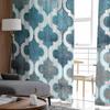Retro Abstract Paint Mottled Moroccan Blue-Green Window Tulle Curtains for Living Room Hotel Luxury Decoration Sheer Curtains
