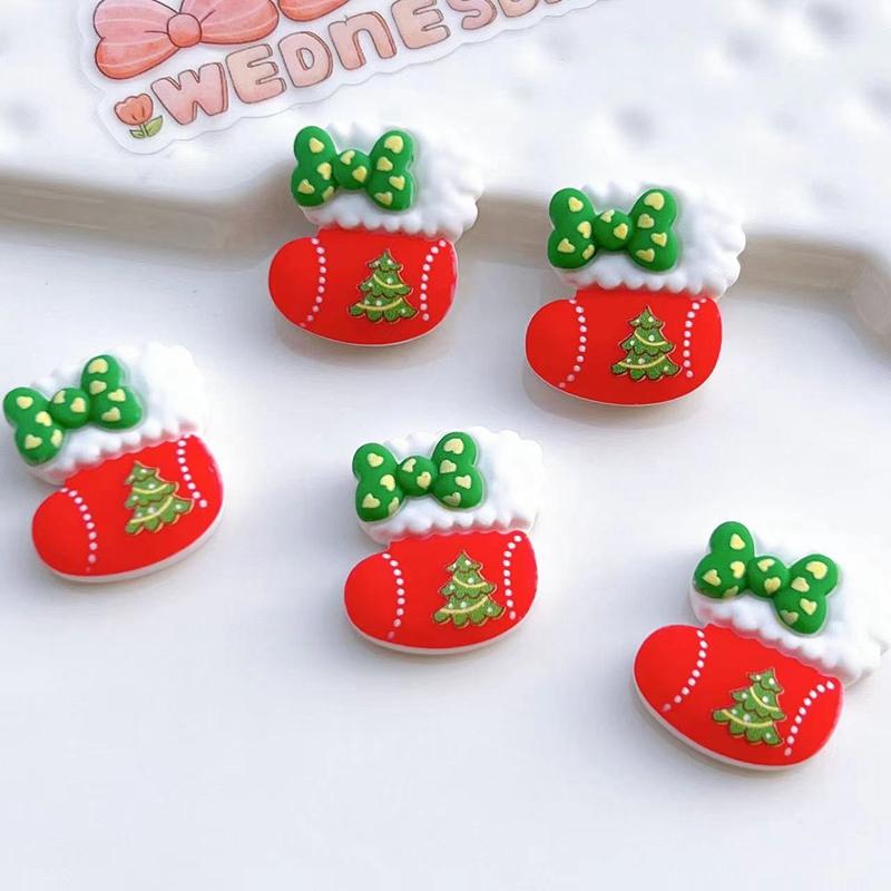 10 Stück Neue Niedliche Mini-Weihnachtsserie Flache Rückseite Harz-Cabochons Scrapbooking DIY Schmuck Handwerk Dekoration Zubehör