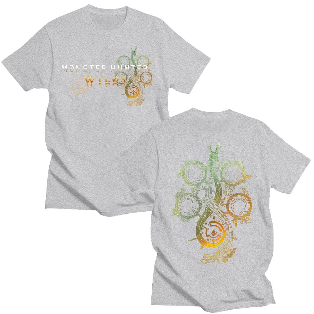 Trička s logem Monster Hunter Wilds Horká hra Nové pánské bavlněné topy Unisex Kulatý výstřih Krátký rukáv Módní Estetické Y2K Tričko