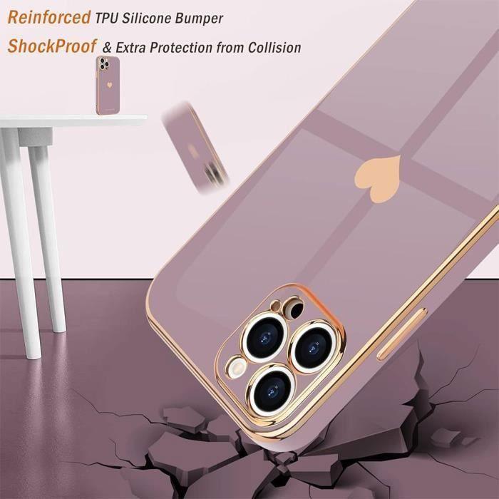 Coque de protection - BOOLING - pour iPhone 16 Plus - Violet Antichoc - Motif Cœur - 2 Verres Trempés Inclus