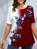 Summer Floral Flower 3D Print T-Shirts Women Casual Short Sleeve Round Neck T Shirt Harajuku Y2K Tees Top Female Street Clothing