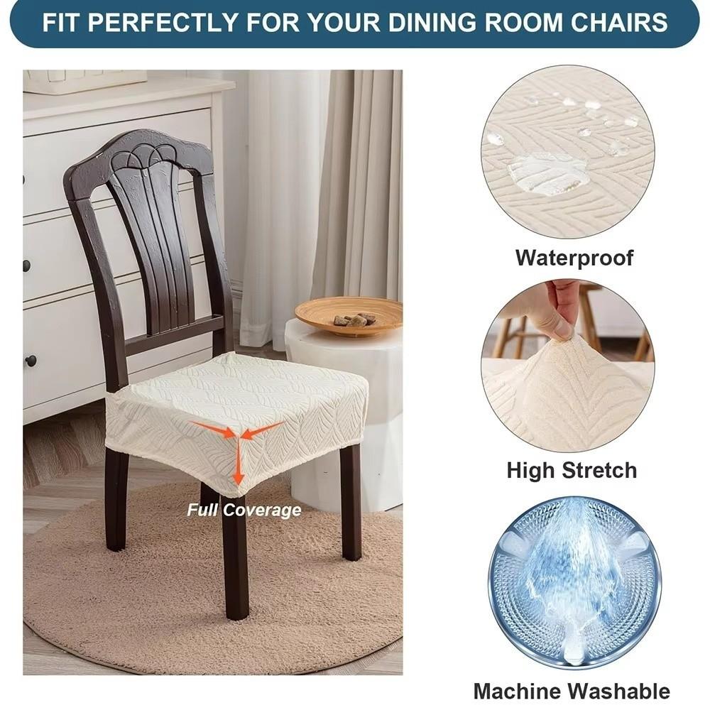 Leaf Pattern Chair Seat Cover Waterproof Solid Colors Anti-dirty Chair Slipcover Removable Anti-slip Elastic Seat Protectors