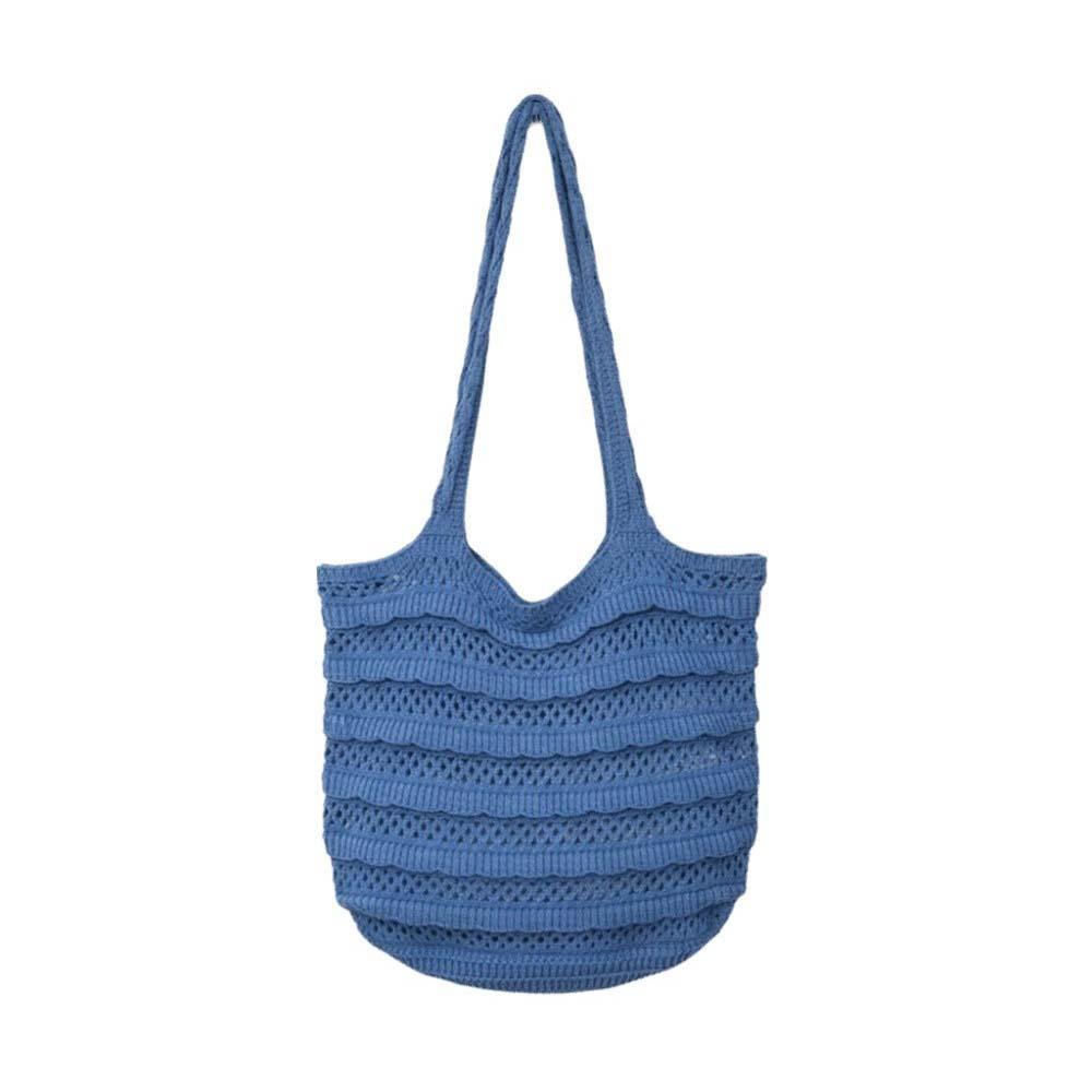 Sweet Crochet Shoulder Bag Large Capacity Seaside Vacation Handbag Knitted Tote Bag  Summer