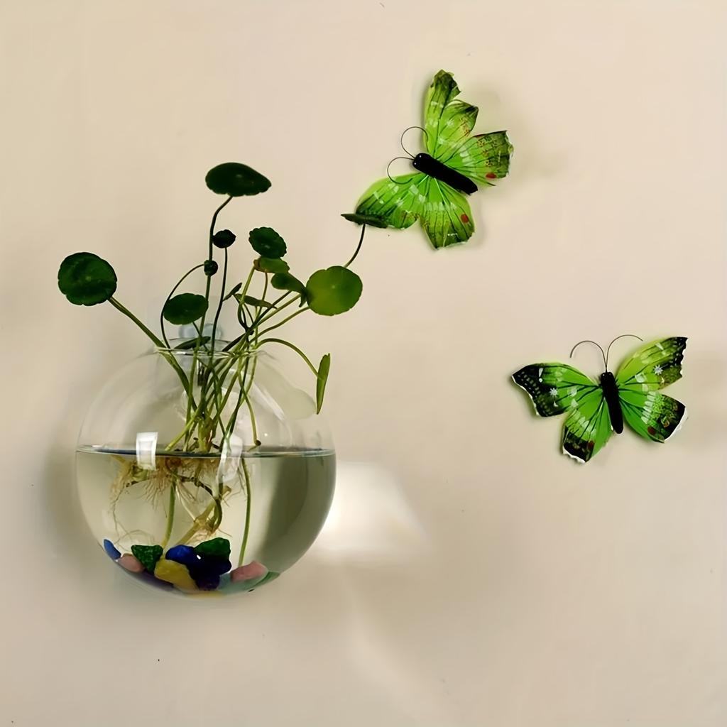 1pc Transparent Glass Hydroponic Flower Pot Modern Decorative Style Bonsai Pot Wall-Mounted Semi-Circular Fish Tank