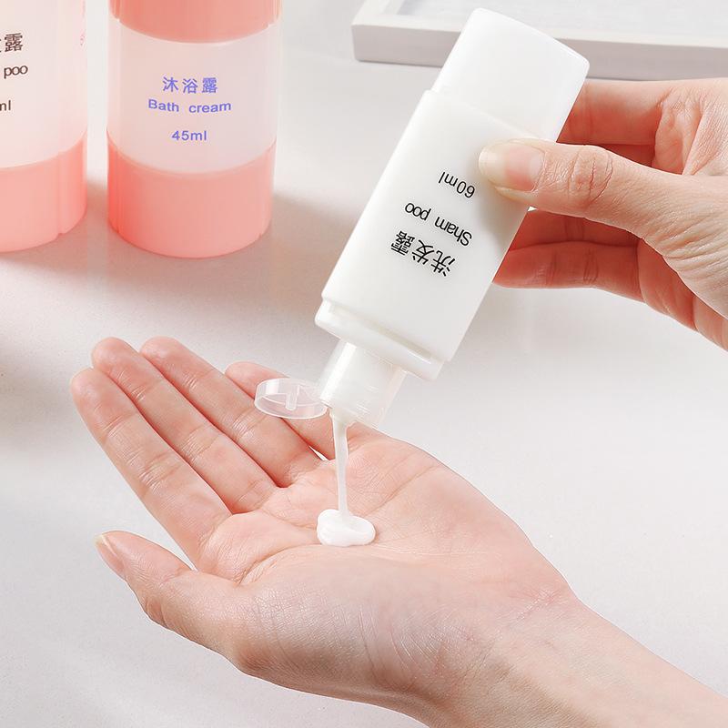 Travel Dispenser Bottle Cosmetics 4-in-1 Travel Portable Set Shampoo Shower Gel Makeup Storage Bottle
