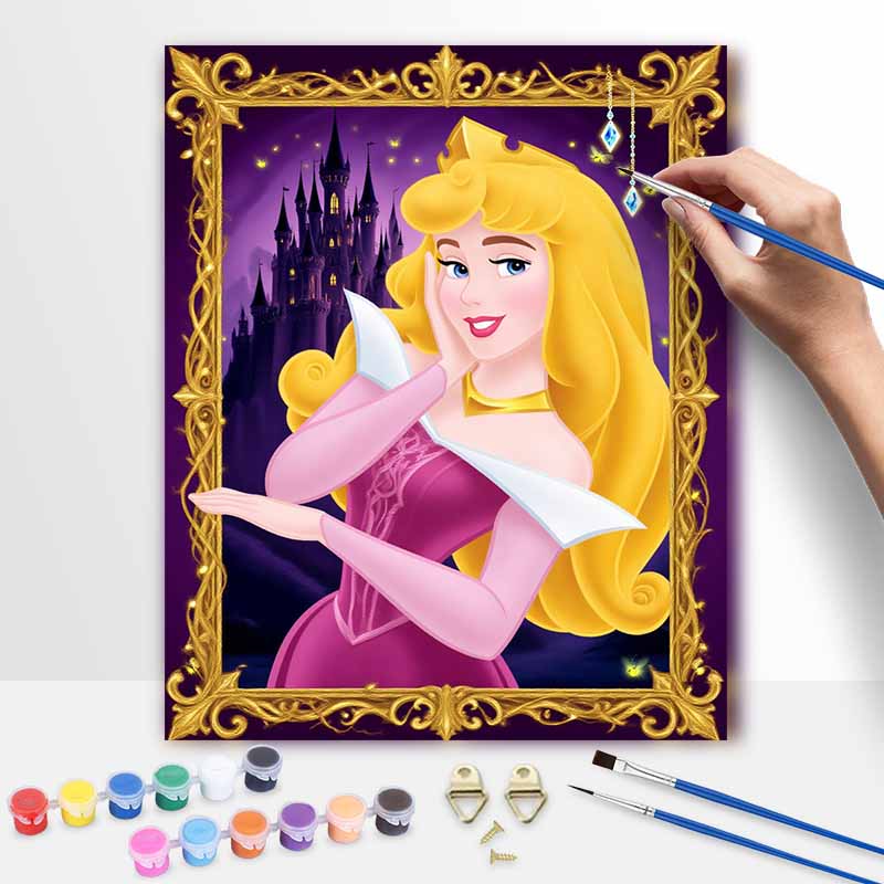 Disney Princess Aurora Sleeping Beauty Oil Paint by Numbers Painting Art Kit Handmade Painting Home Decor Gift