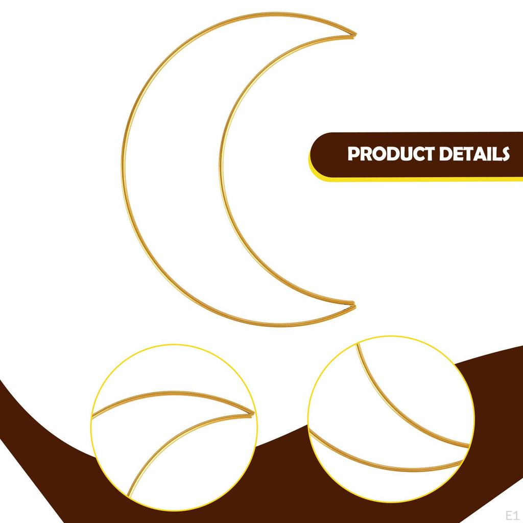 6x Metal Floral Hoop Centerpiece Moon Shaped Gold Wreath Arch for Xmas Shower Christmas