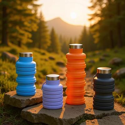 Foldable Silicone Water Bottle 500ml Portable Collapsible Travel Hydration Cup Hiking Camping Gym Outdoor Sports