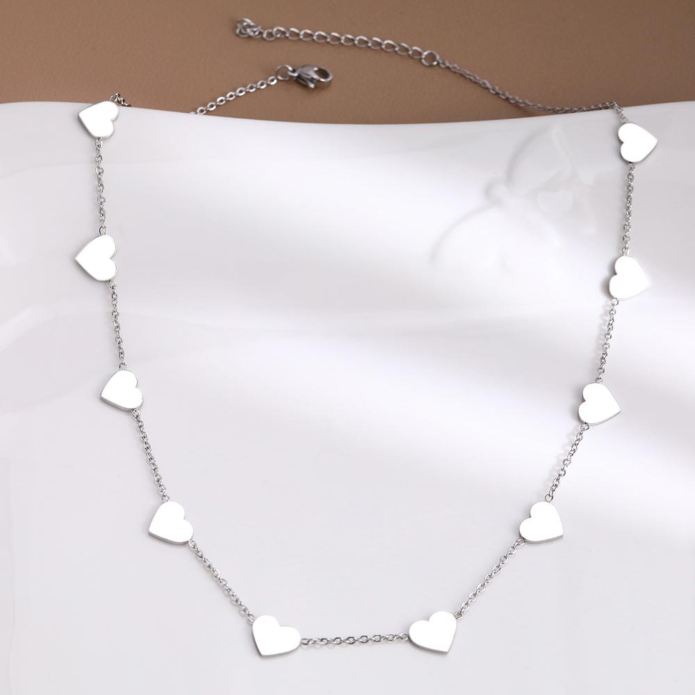 Stainless Steel Necklaces Romantic Hearts Choker Chain Temperament Elegant Kpop Exquisite Fashion Necklace For Women Zircon