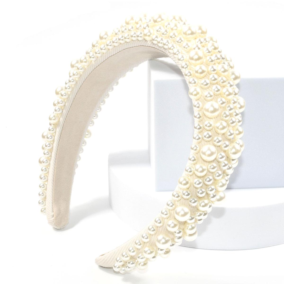 

1 шт. Елегантна пов’язка на голову з імітацією перлів у стилі бароко для жінок Розкішні пов’язки для волосся для дівчаток Модні аксесуари для волосся для щоденного використання Size fits all білий