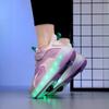 Inline Skate Shoes Pulley Shoes LED Sneaker with 2 Wheels Double Wheel Skate Shoes 2 In 1 Removable Pulley Skate Skating Parkour
