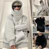 Men Hoodie Solid Color Hooded Long Sleeves Pullover Thicken Cold-proof Turtleneck Hip Hop Autumn Hoodie for Dating