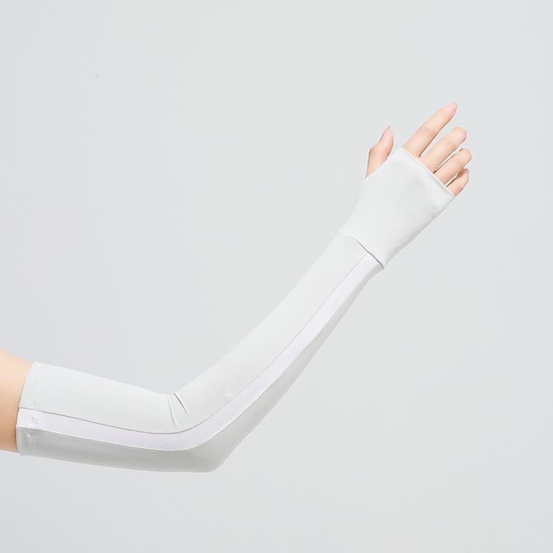 Sonnenschutz Eisärmel Damen Sommer UV-Schutz Eisseide Kühl Farbblockiert Outdoor Radfahren Armschutz Sonnenhandschuhe