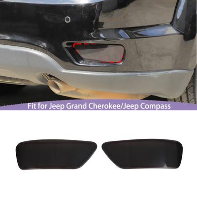 Car Rear Fog Light Lamp Covers ABS Lamp Decoration For Jeep Grand Cherokee For Jeep Compass For Dodge Journey Car Exterior Accessoriess,Smocked Black