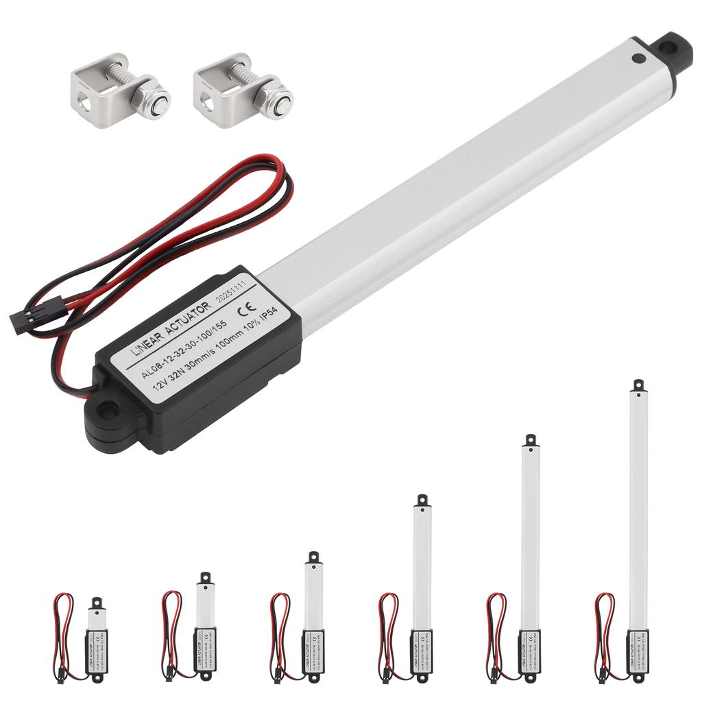 Mini Electric Linear Actuator 12V 10-200mm Stroke Electric Reciprocating Lifting Linear Motion Actuator for Home Automation with Mounting Brackets