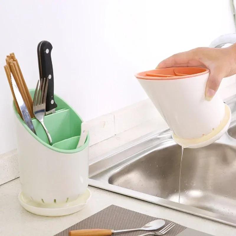 Kitchen Storage Tools Fork Draining Rack Knife Organizer Drainer Drying Rack for Spoon Chopsticks Holder Accessories Supplies
